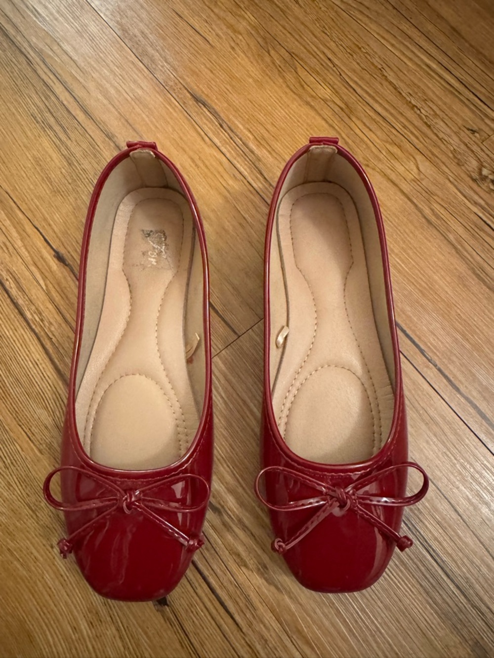 Patent Red Ballet Flats with Bow